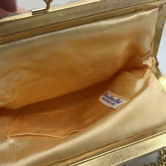 VTG Gold sequin 60s evening bag elegant night out purse formal lady like gala - Picture 9 of 12